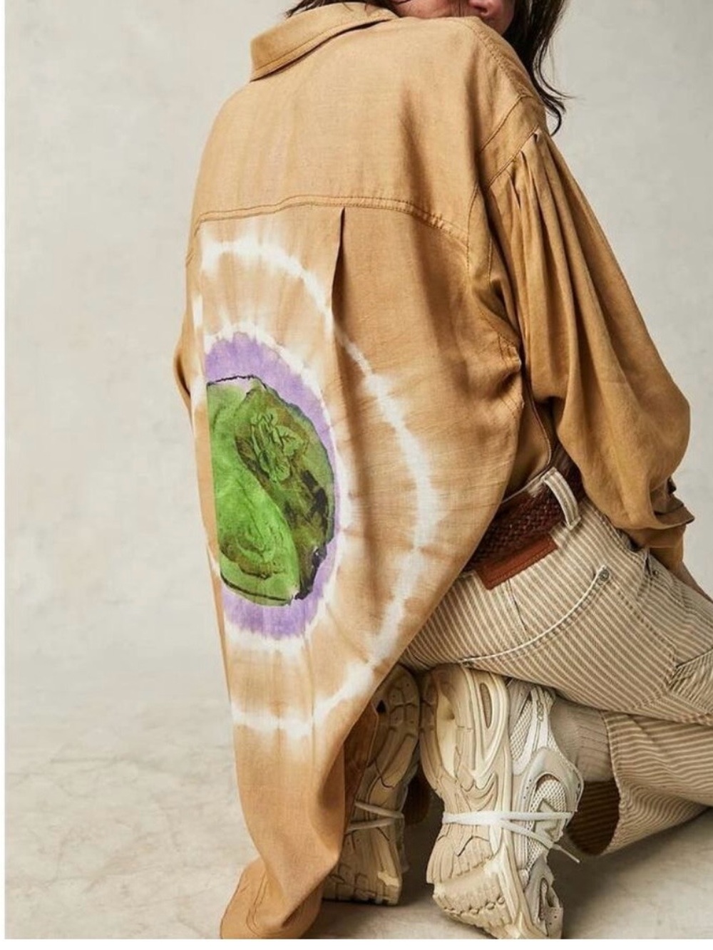 Free People tan blouse- yin yang ☯️